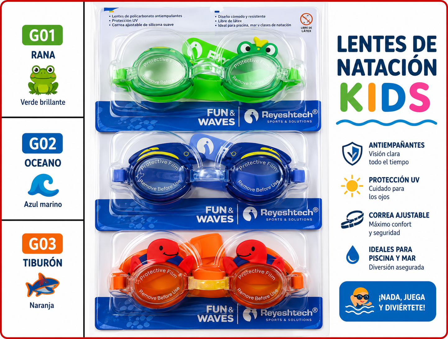 🏊‍♂️ Lentes de Natación Kids Premium