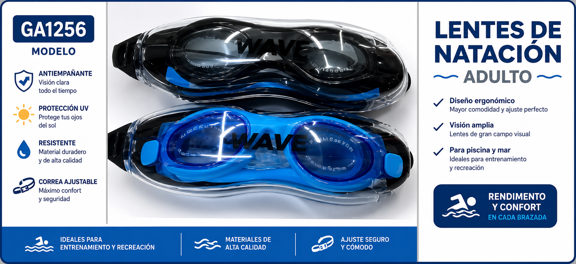 🏊‍♂️ Lentes de Natación Profesional WAVE
