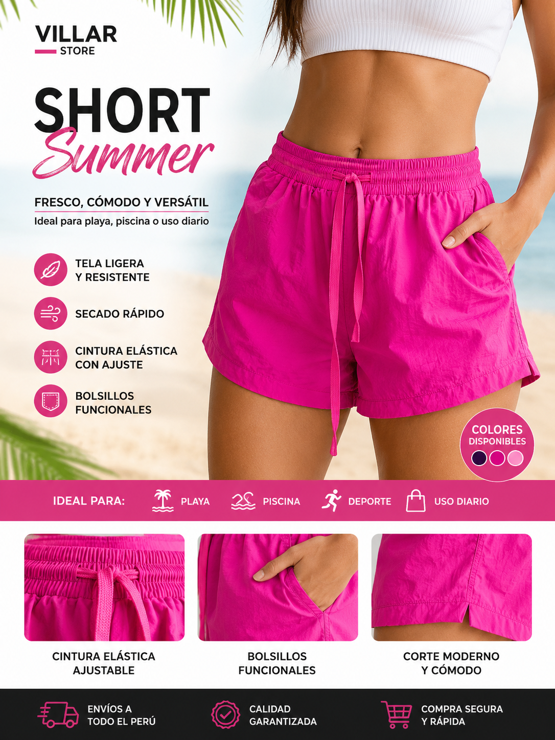 Short Summer  dama – Tela Mojada