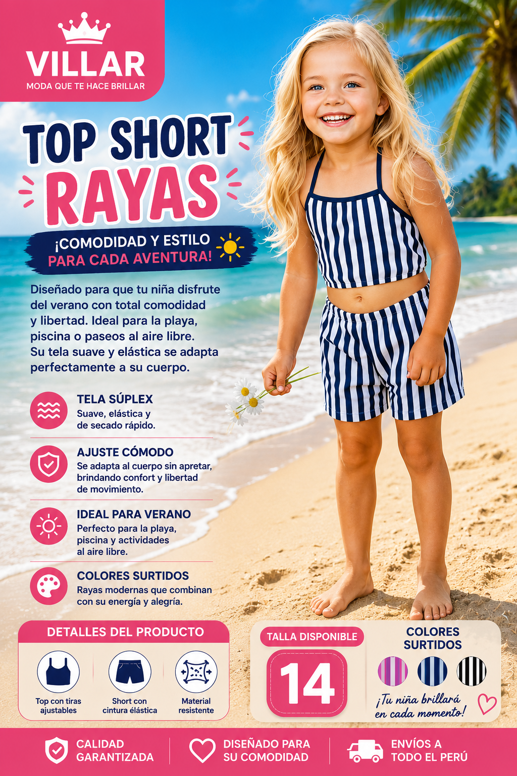 ✨ TOP SHORT PARA NIÑA – TRAJE DE BAÑO ✨