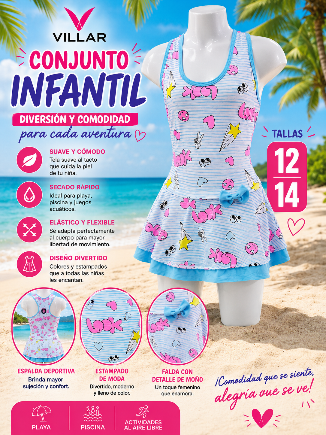 ✨️ENTERIZO FALDA- NIÑA ✨️🩱